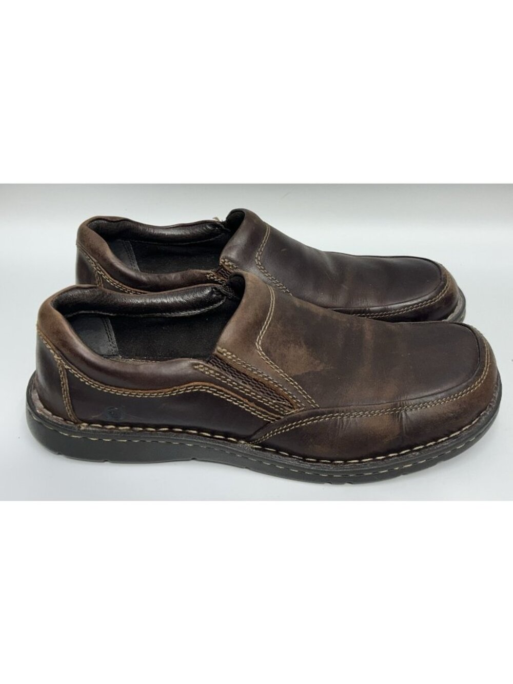 Born Mens Brown Leather Slip On Loafers Sz 13M Hand Crafted Shoes H42423